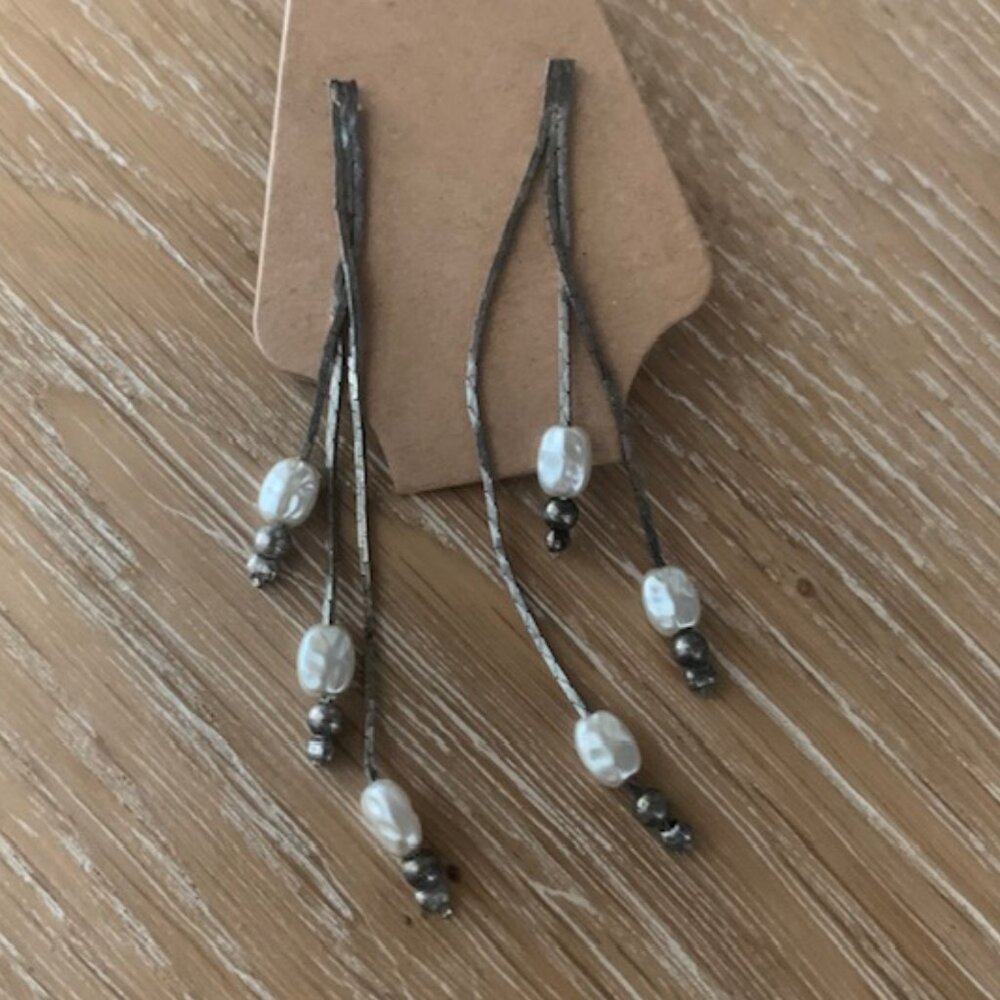 Faux Pearl Cascading Earrings | Boho Organic Minimalist